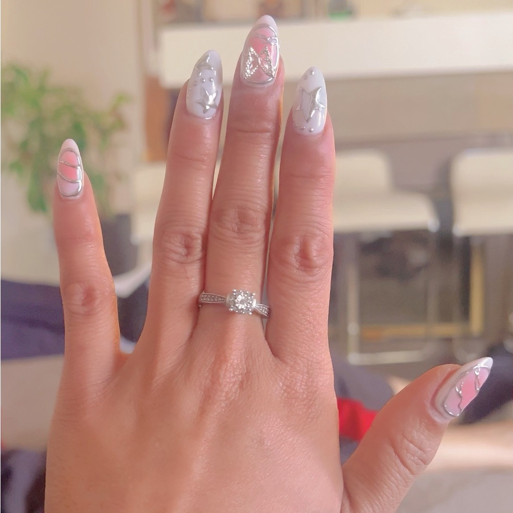 ZALES Elegant Silver Diamond Ring